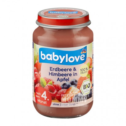 【2点】Babyloveドイツベイビーラブオーガニックアップルベリーイチゴ泥4ヶ月以上