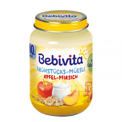 【4点】Bebivitaドイツ貝唯他リンゴ桃ヨーグルトオートミール混合泥10ヶ月以上