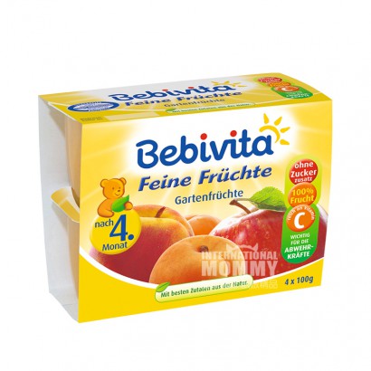 【2点】Bebivitaドイツ貝唯他りんご杏桃泥フルーツカップ4ヶ月以上