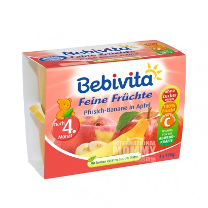 【2点】Bebivitaドイツ貝唯他リンゴ桃バナナ泥フルーツカップ4ヶ月以上