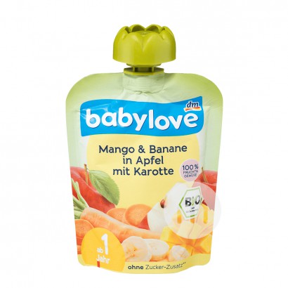 Babyloveドイツベイビーオーガニックリンゴマンゴーバナナニンジンシロップ吸楽1歳以上*6