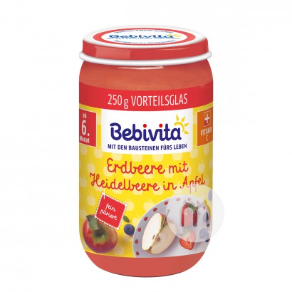 【2点】Bebivitaドイツ貝唯他有機リンゴイチゴブルーベリー泥6ヶ月以上