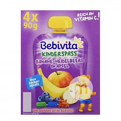 【2点】Bebivitaドイツ貝唯他バナナブルーベリーリンゴ果泥吸楽12ヶ月以上360 g