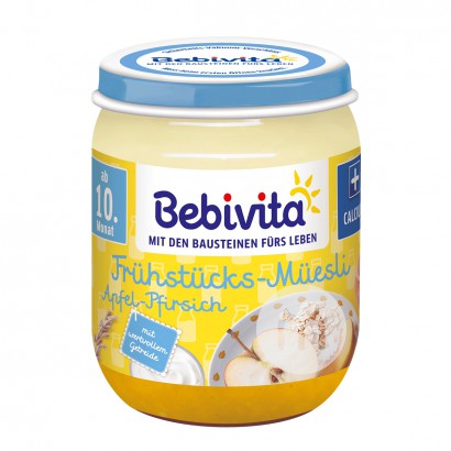 Bebivitaドイツ貝唯他有機リンゴ桃朝食オートミール泥10ヶ月以上160 g*6