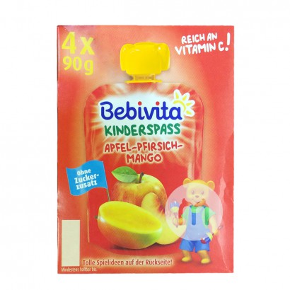 【4点】Bebivitaドイツ貝唯他リンゴ桃マンゴー果泥吸楽12ヶ月以...
