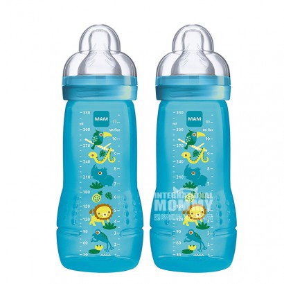 MAMオーストリアMAM投げ止めPPプラスチックワイドシリカゲル哺乳瓶330 ml 2本入り4ヶ月以上