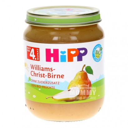 【2件】HiPPドイツ喜宝オーガニックウィリアムズ梨泥4ヶ月以上125 g
