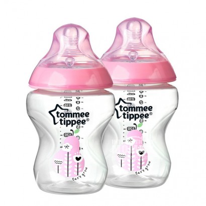 Tommee Tippeeイギリス湯美天地広口膨張防止PP哺乳瓶2*260 mlピンク0-3ヶ月