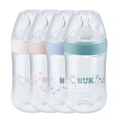 NUKドイツNUK超広口PP哺乳瓶シリカゲル哺乳口260 ml 6-18ヶ月色ランダム