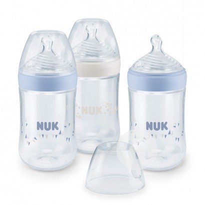 NUKドイツNUK超広口径PP哺乳瓶3点男の子260 ml 6-18ヶ月