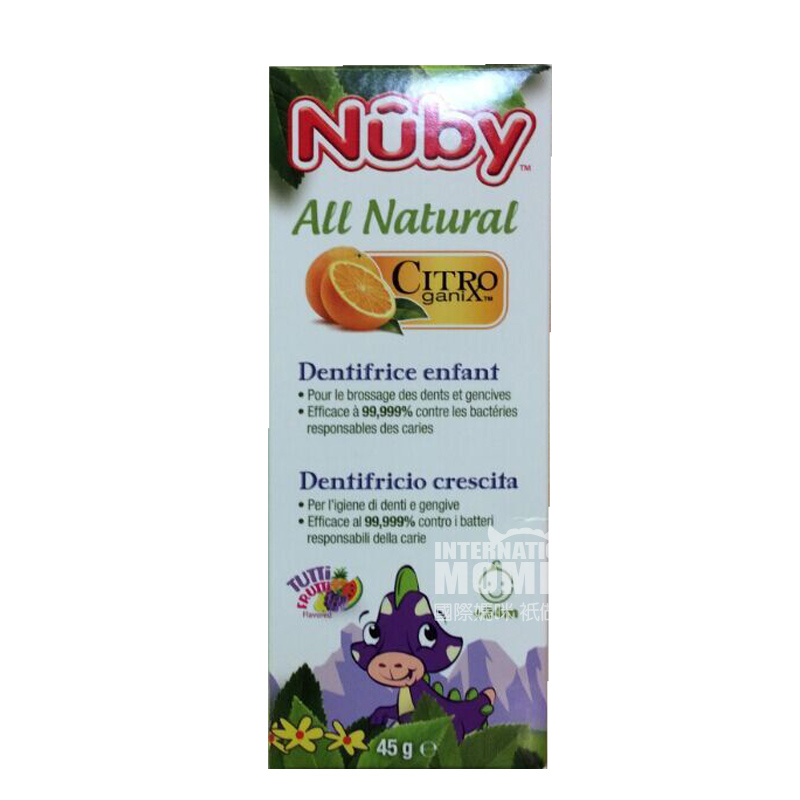 Nubyアメリカヌーピー虫歯予防フルーツ味歯磨き粉45 g