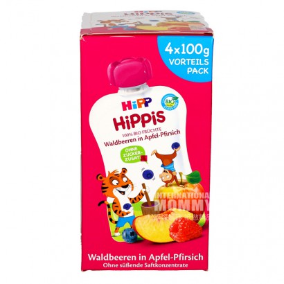HiPPドイツ喜宝吸楽有機リンゴ桃パルプ果泥12ヶ月以上400 g