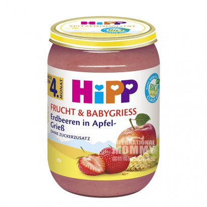HiPPドイツ喜宝有機リンゴイチゴ穀物混合泥4ヶ月以上*6