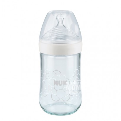 NUKドイツNUK超広口ガラス哺乳瓶シリカゲル乳口240 ml 0-6...