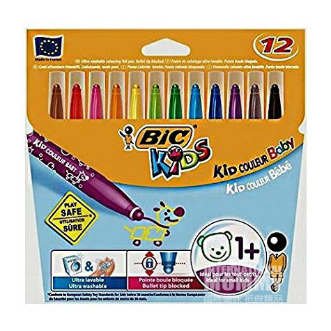BIC KIDSフランス比克子供無毒無味赤ちゃん落書き12色水彩ペン