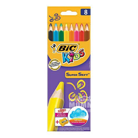 BIC KIDSフランスビックキッズ無毒無味赤ちゃん落書き8色色鉛筆+巻きバイト