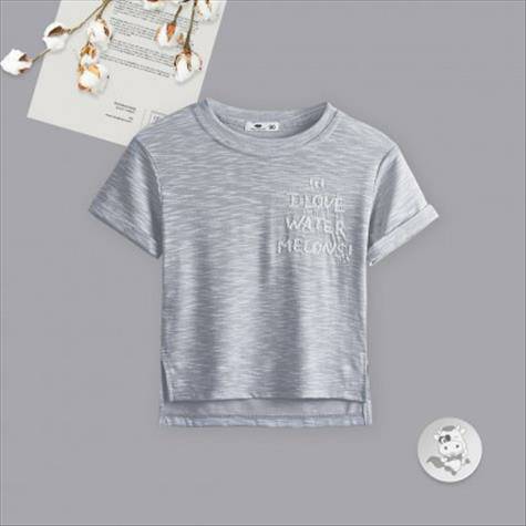 Verantwortung明徳は男女の赤ちゃんのファッションの個性の半袖の巻き袖のTシャツの濃い灰色を担当します