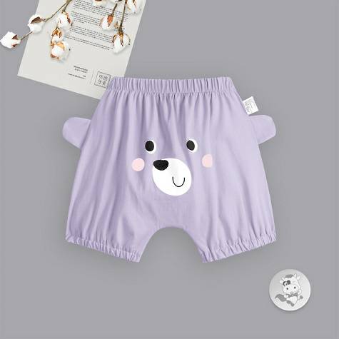 Verantwortung明徳は男女の赤ちゃんのファッションの側の耳の小さい熊のハレンの5分のPPズボンの灰色の紫色を責めます