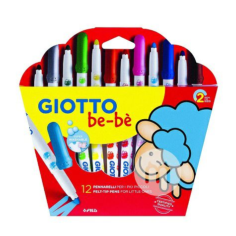 GIOTTOイタリアGIOTTO赤ちゃん専用太棒超水洗水彩ペン12本入り