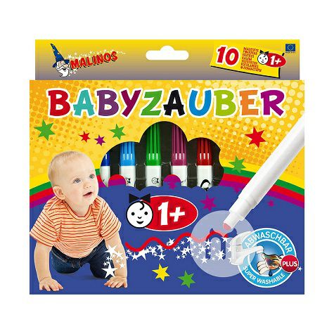 MALINOSドイツMALINOS赤ちゃんの太いペンの頭の水彩のペンの10本の詰め