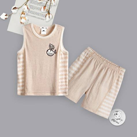 Verantwertung明徳は男女の赤ちゃんの有機彩綿の夏の薄いスーツの通気チョッキのショートパンツを担当しています
