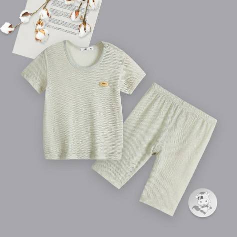 Verantwortung明徳は男女の赤ちゃんの有機彩綿の夏の薄い服のネットの紗の汗の布のチョッキの半ズボンを担当します