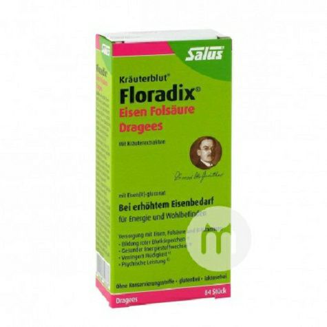 SalusドイツサルスFloradix鉄元錠剤葉酸グリーン薬局版84粒