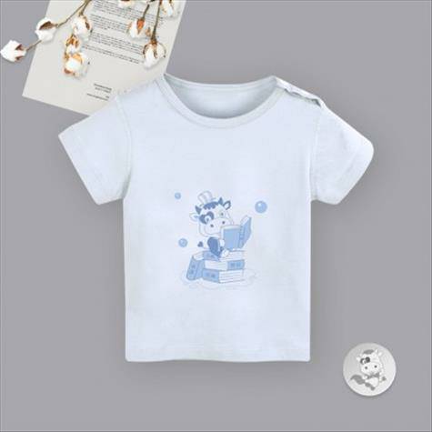 Verantwortung明徳は男女の赤ちゃんの中華の逸品の文化の精綿の夏の半袖のTシャツの灰色の青を担当します