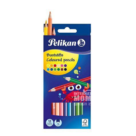 Pelikanドイツ百利金児童六角形木製カラー鉛筆12色