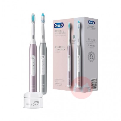 BRAUNドイツ博朗oral-b Pulsonic Slim Luxe 4900電動歯ブラシ2本白/バラ金